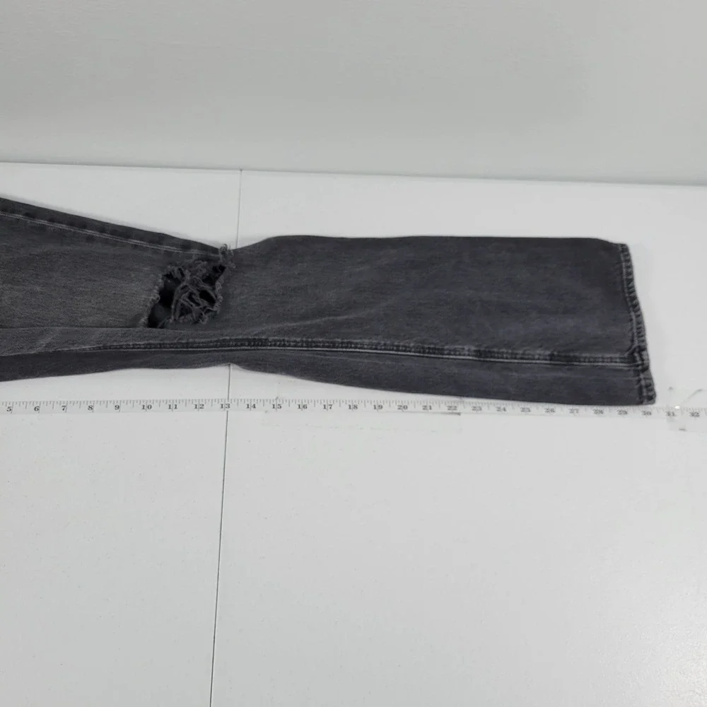 American Eagle 90s bootcut Jeans Distressed black Denim Women's Size 00 - Picture 4 of 11